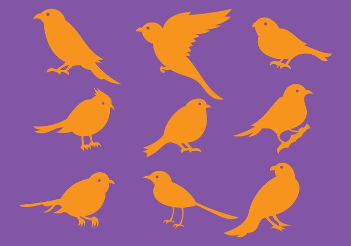 Orange Bird Silhouette Icons Vector