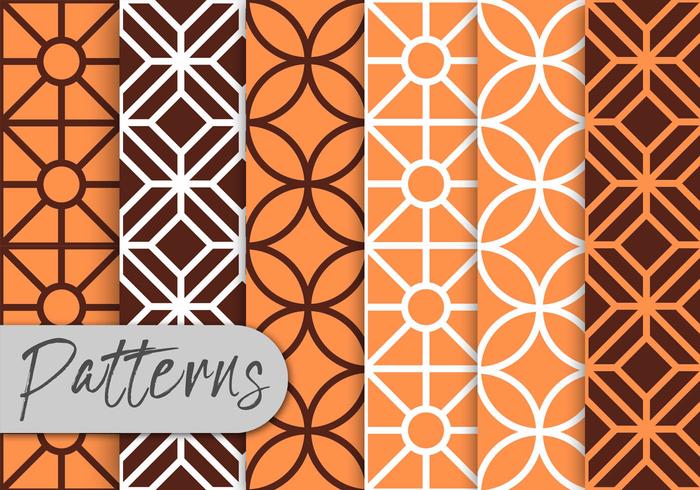 Orange Line Art Pattern Set vector