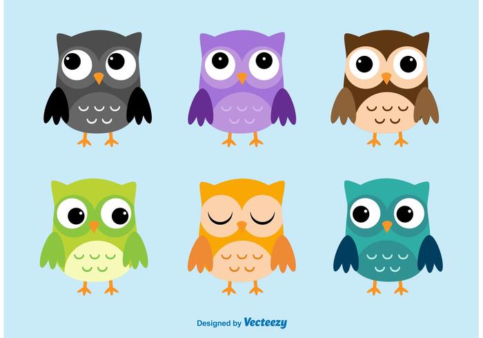 Owl Cartoon Vector Characters