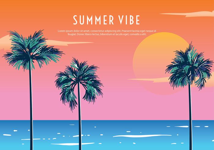 Palmetto Summer Sunset Free Vector