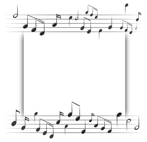 Paper template with music notes in background vector