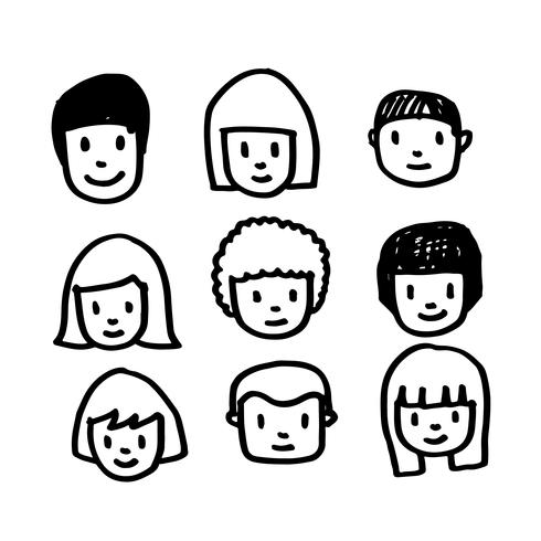 People face icon hand draw vector
