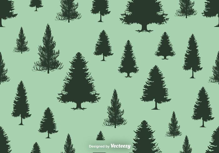 Pines Silhouettes Seamless Pattern - Vector