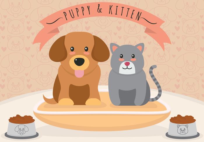 Puppies and kittens vector illustration