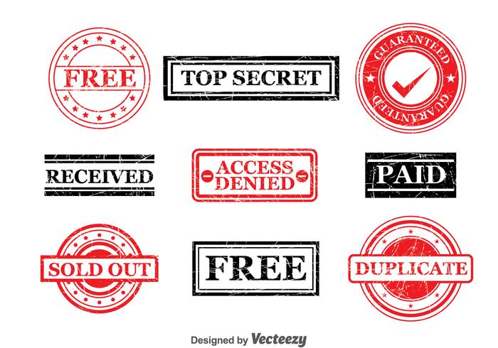 Red And Black Stamp Vector Set