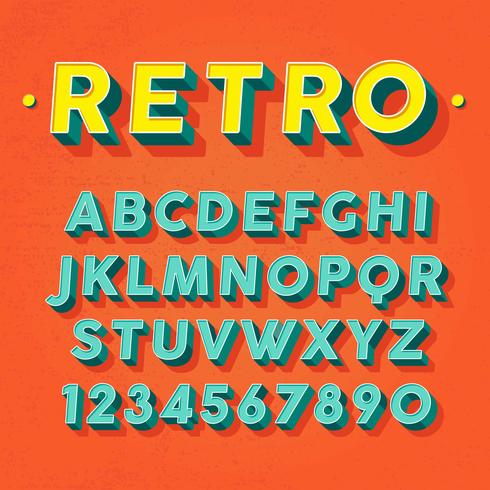 Retro 3D Font Vector