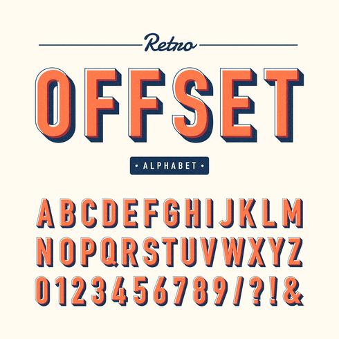 Retro Offset Alphabet Vector Set