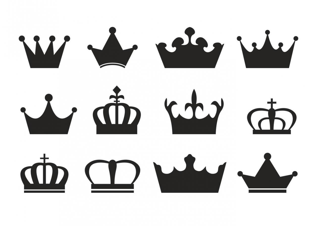 Royal crown silhouette set vector