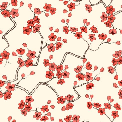 Sakura blossoms seamless pattern vector