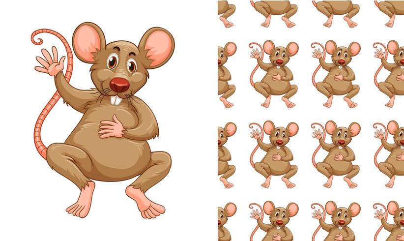 Seamless and isolated mouse or rat pattern vector