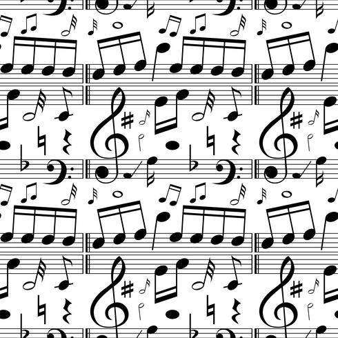 Seamless background with music notes on scales vector