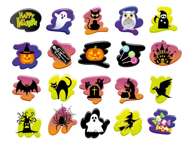 Set of assorted Happy Halloween user interface icons. vector