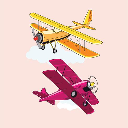 Set of Biplane or Aircraft Attractions vector