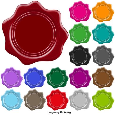 Set Of Colorful Stamp Wax Seal - Vector