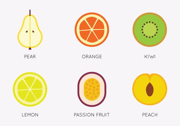 Set of Flat Fruits vector