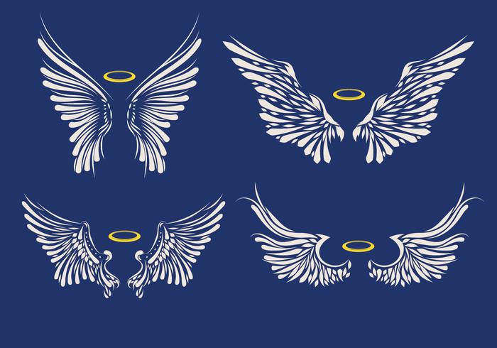 Set of White Wings Illustration vector
