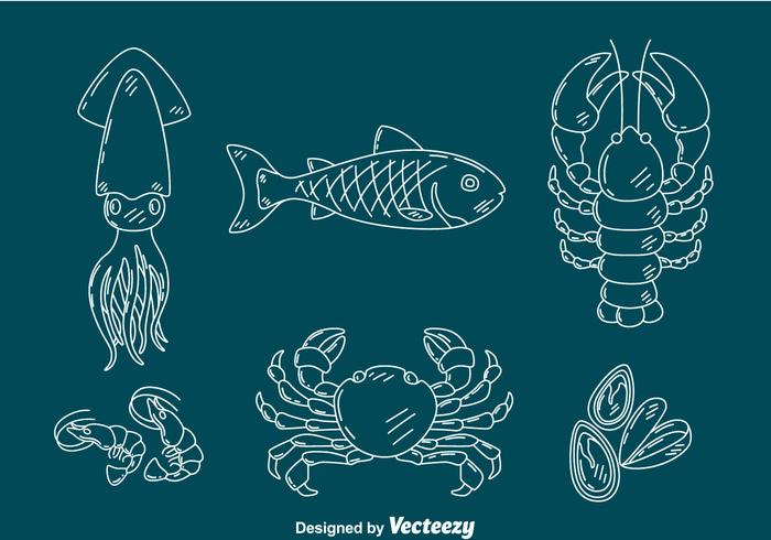 Sketch Seafood Collection Vector
