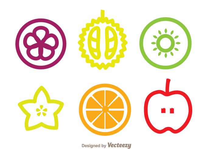 Slice Fruits Icons vector
