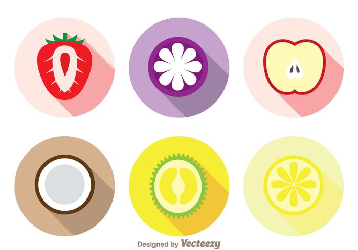 Slice Fruits Long Shadow Icons vector