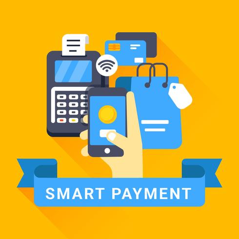 Smart Payment With Mobile Illustration vector