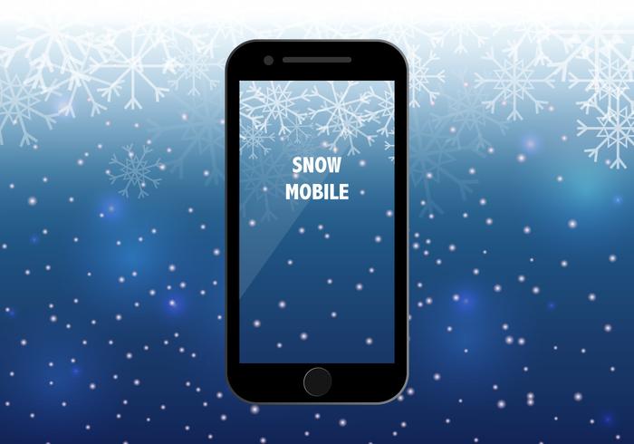 Smart Phone With Snow Season Background vector