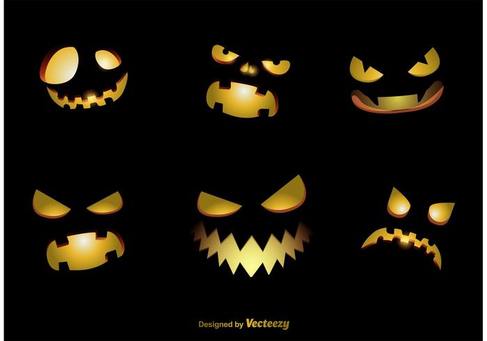 Spooky Jack-o-lantern Vector Faces