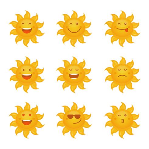 Sun Clipart Emoticon Set Vector Collection 