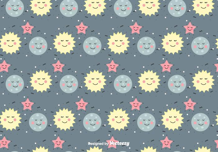 Sun, Moon And Star Vector Pattern