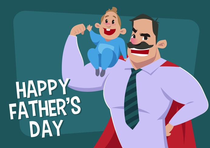 Superhero Dad Hold Son vector