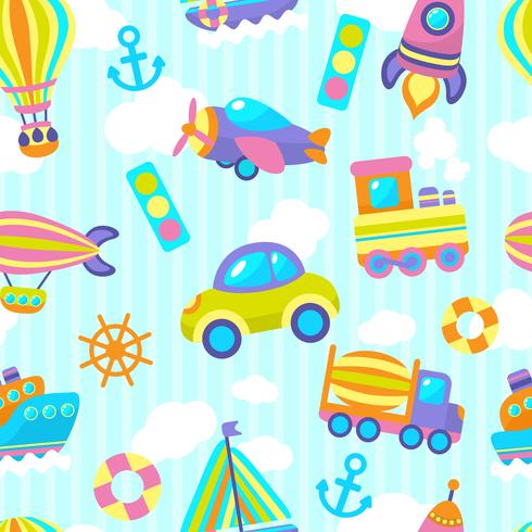 Transport toy seamless pattern vector
