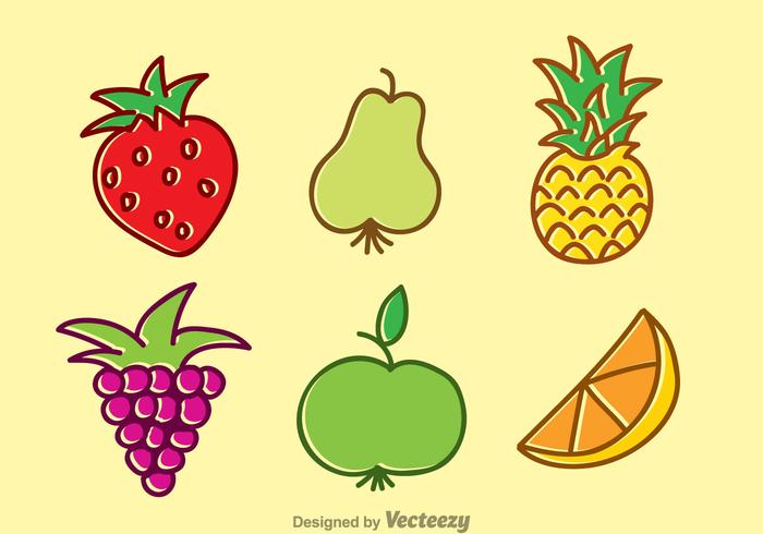 Tropical Fruits Cartoon Set vector