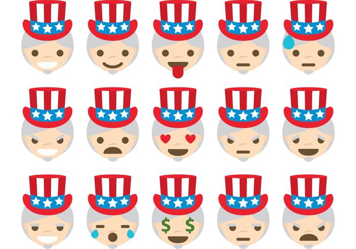 Uncle Sam Vector Emoticons