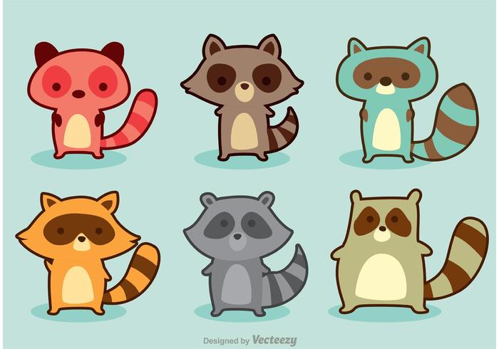 Variation Raccoon Cartoon Vector