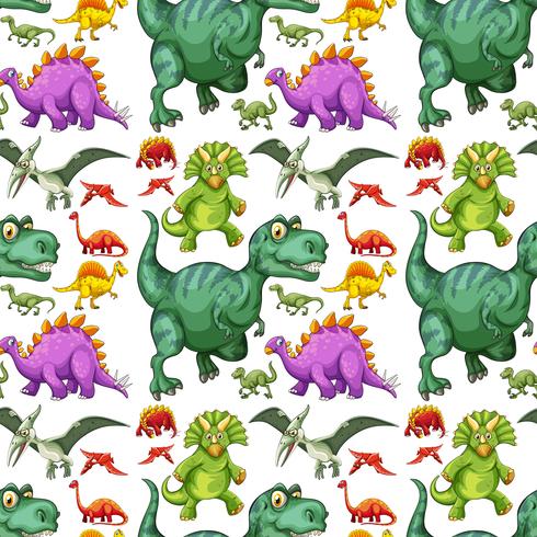 Various types of dinosaur seamless pattern vector
