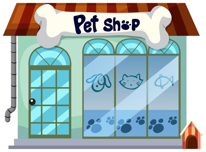 A pet shop on white background vector