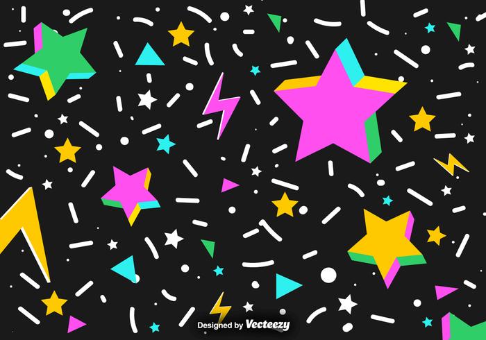 Vector Abstract Background Of Colorful 3D Stars And Confetti