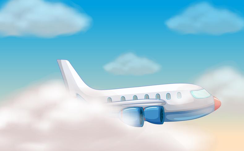 Airplane flying in the blue sky vector