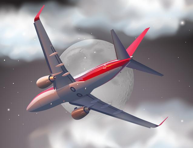 Airplane flying on the fullmoon night vector