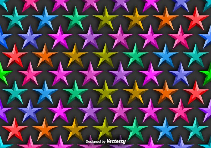 Vector Background With Colorful 3D Stars Seamless Pattern