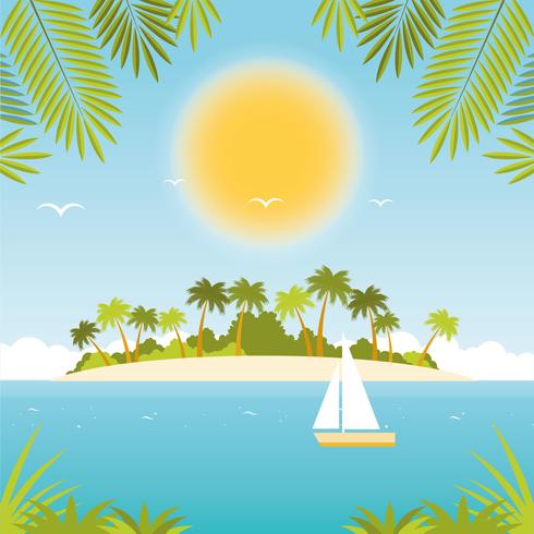 Vector Beautiful Summer Landscape Illustration