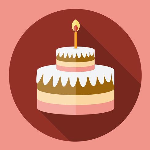 Birthday cake flat icon with long shadow vector
