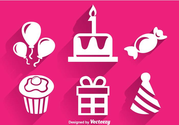 Birthday White Icons vector