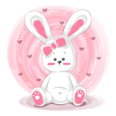 Cartoon teddy rabbit - funny characters. vector