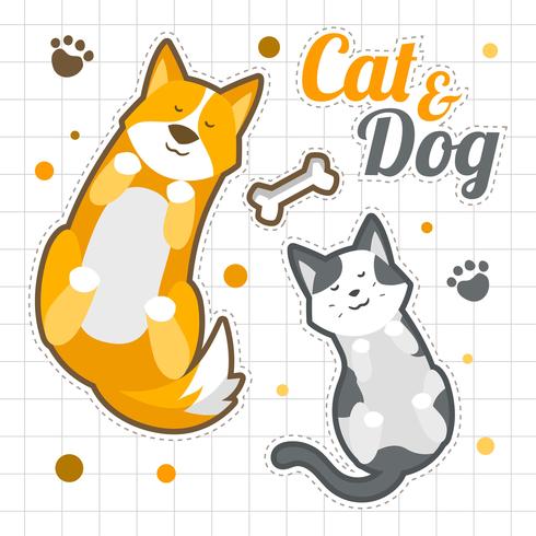 Cat And Dogs Sleep Funny Stickers vector