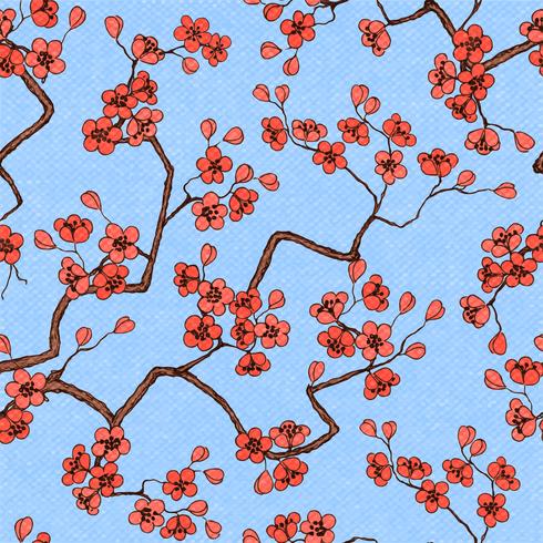 Cherry sakura blossoms seamless pattern vector