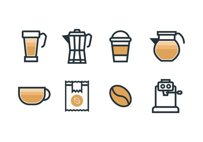 Coffee maker set icons vector