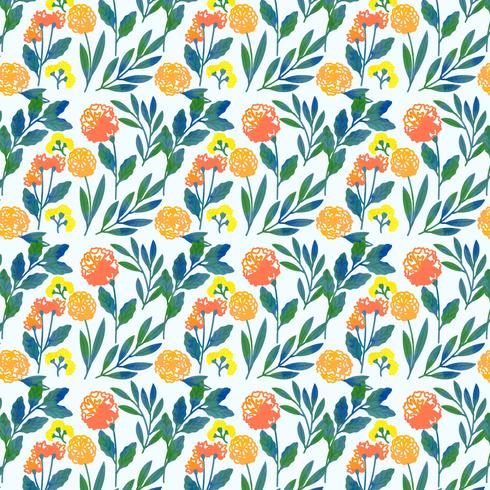 Vector Colorful Hand Drawn Floral Pattern