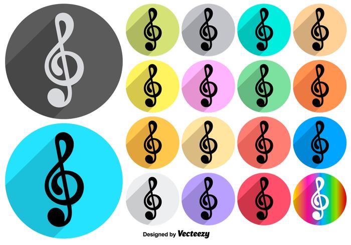 Vector Colorful Music Violin Key Icons