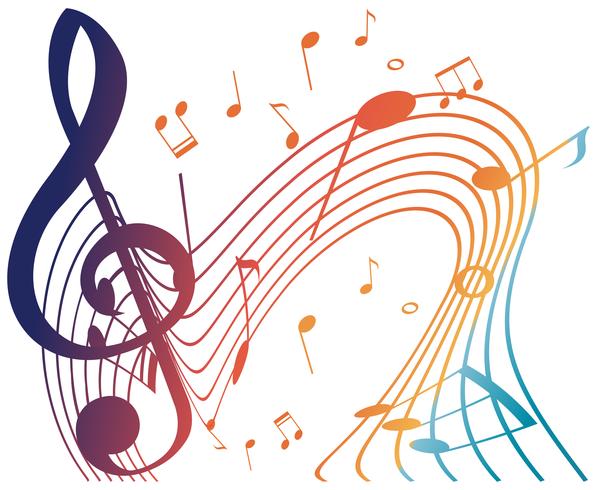 Colorful musicnotes on white background vector
