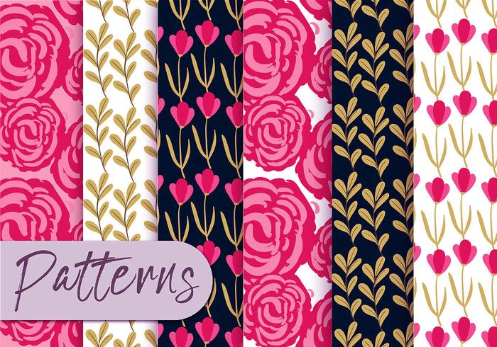 Colorful Roses Pattern Set vector